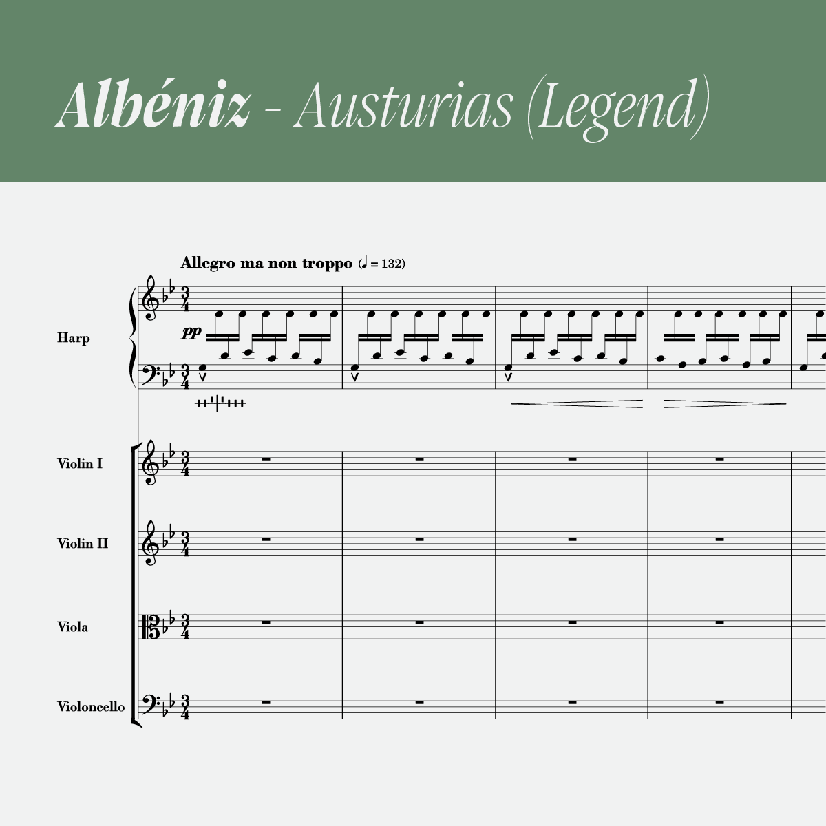 Albéniz - Asturias (Legend) (arr. for harp & string quartet) [PDF]